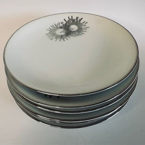 Kutani Burst China (7) Salad Plates White/Silver/Gray Japan Hand Painted VTG - Picture 13 of 13